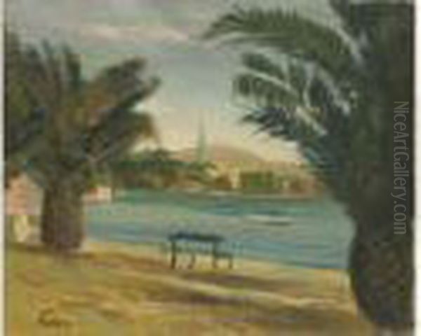 View Of Tibrias Oil Painting by Adolphe Feder