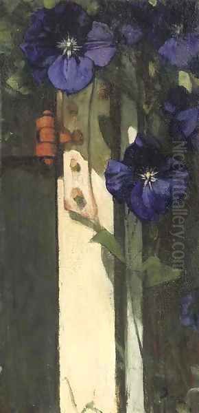 Clematis Oil Painting by Jacobus Van Looy