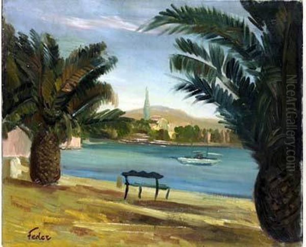 Beach Front Oil Painting by Adolphe Feder