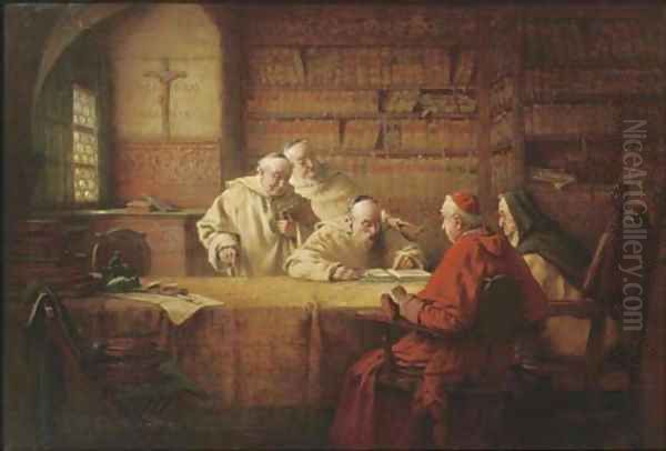 In the monastic library Oil Painting by Richard Linderum