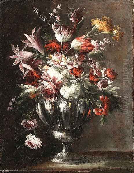 Flowers in a Vase Oil Painting by Giuseppe Lavagna