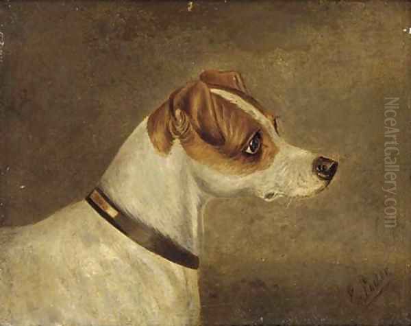 Head of a terrier 2 Oil Painting by Edwin Loder