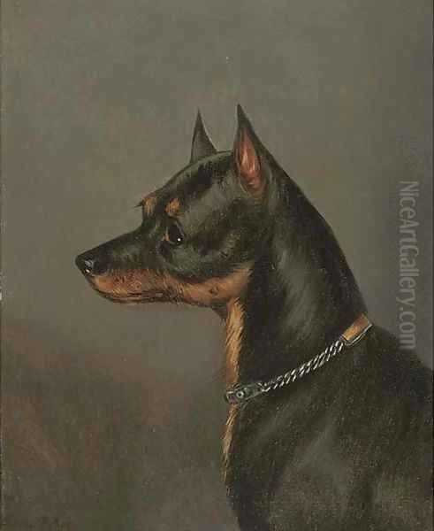 Head of a terrier Oil Painting by Edwin Loder