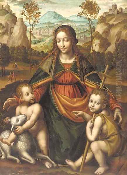 The Madonna and Child with the Infant Saint John the Baptist 2 Oil Painting by Bernardino Luini