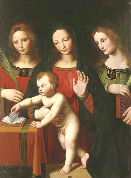 The Madonna and Child with two female saints Oil Painting by Bernardino Luini