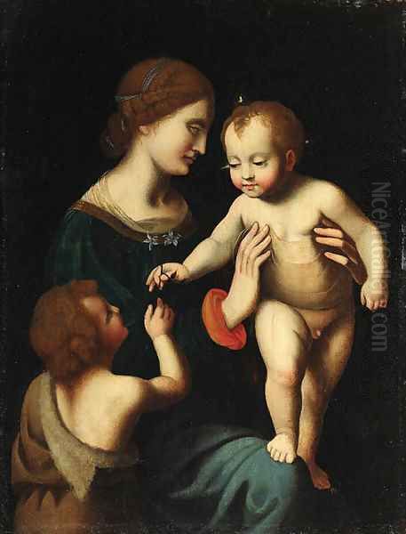 The Madonna and Child with the Infant Saint John the Baptist Oil Painting by Bernardino Luini