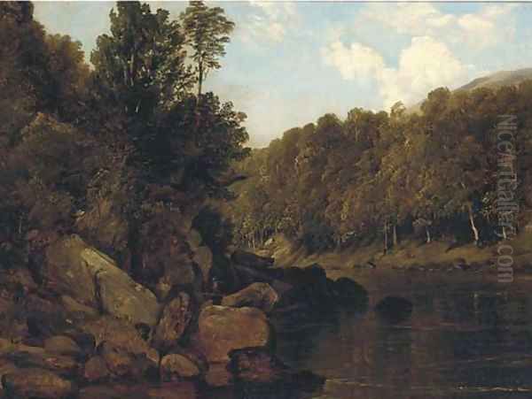 A tranquil stretch of the river Oil Painting by Frederick Richard Lee