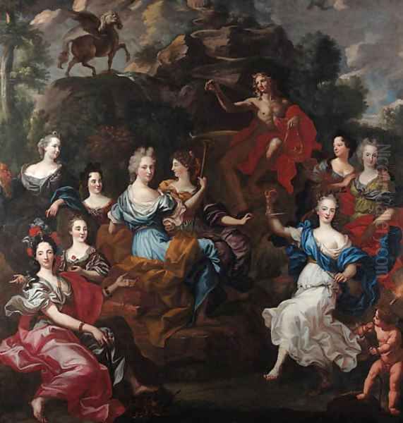 Apollo and the nine Muses Oil Painting by Jacob van Loo