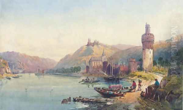 On the Rhine Oil Painting by Richard Principal Leitch