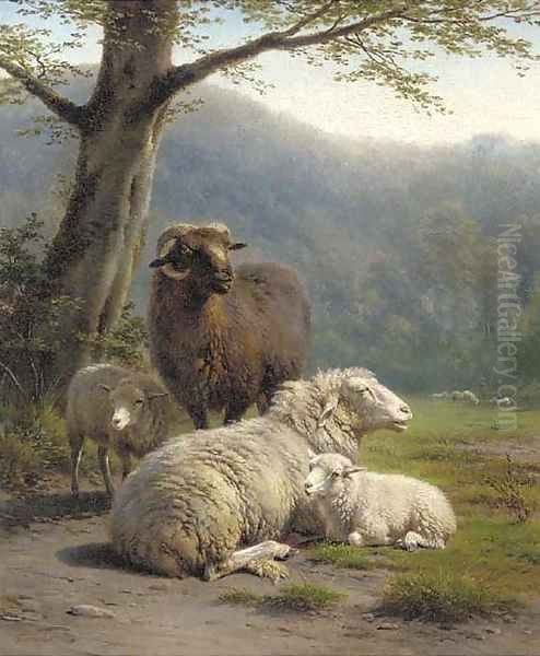 Sheep in a meadow Oil Painting by Frans Lebret