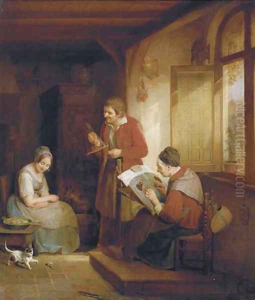 Domestic duties Oil Painting by Frans Josef Luckx