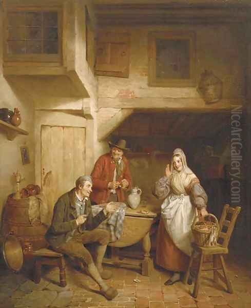 La jeune Marchande de Crevettes Oil Painting by Frans Josef Luckx