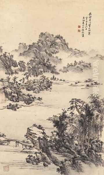 Landscape after Song Shimen Oil Painting by Zhu Lunhan