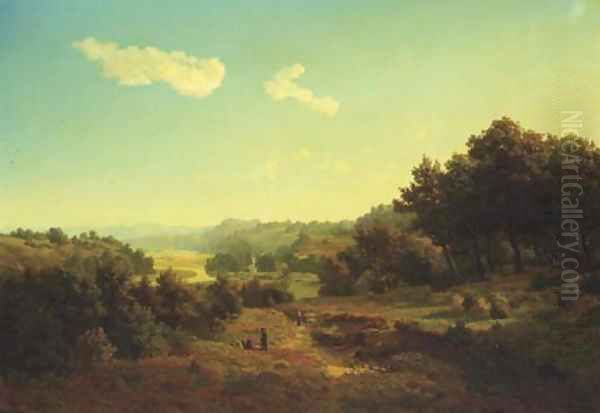 Travellers walking through the Ruhr valley Oil Painting by August Lutttmann