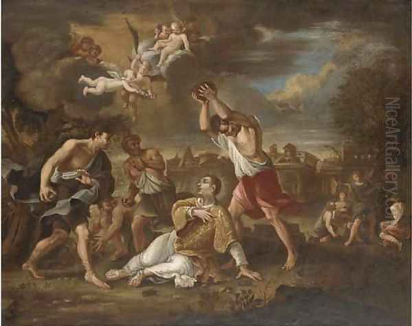 The Martyrdom of Saint Stephen Oil Painting by Cirlce Of Filippo Lauri