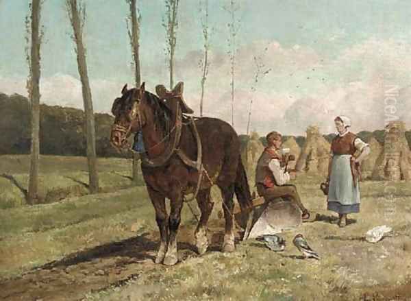 The midday rest Oil Painting by F. Van Lumgutten