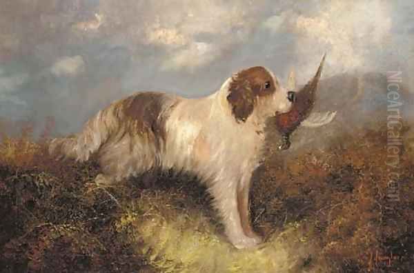 Terriers on a heath Oil Painting by J. Langlois