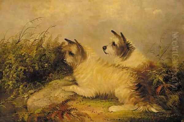 Terriers on the scent Oil Painting by J. Langlois