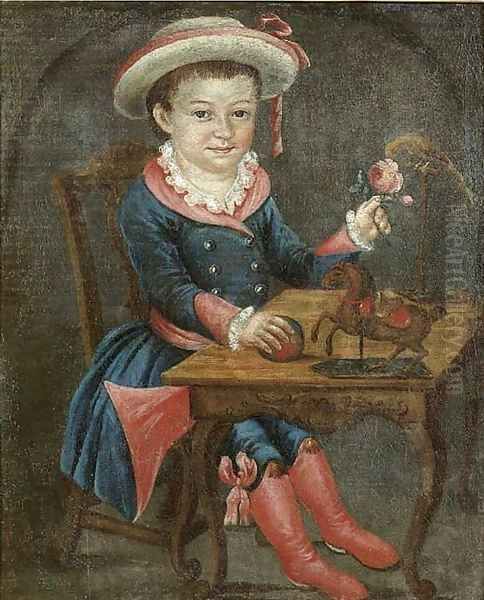 Portrait of a young boy, said to be Carl Christian Friedrich Zinsch (born 1781) Oil Painting by Johann Christian Gottfried Lonckewitz