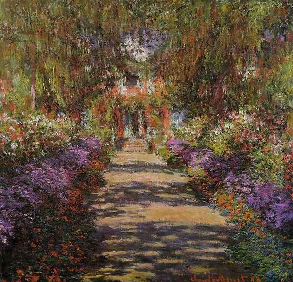 Pathway In Monets Garden At Giverny Oil Painting by Claude Oscar Monet