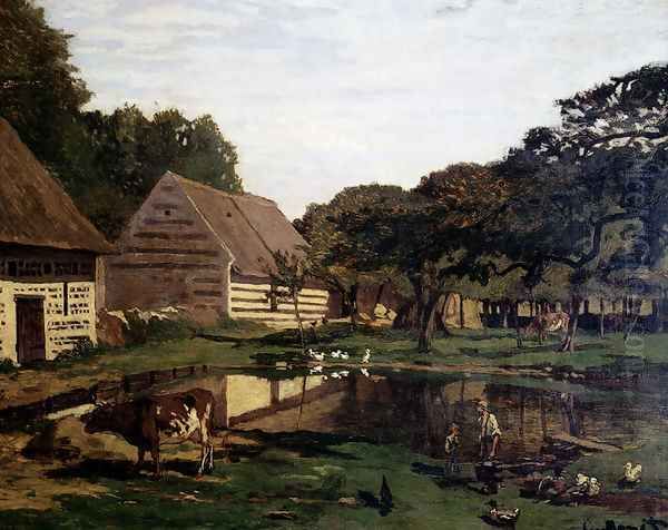 A Farmyard In Normandy Oil Painting by Claude Oscar Monet