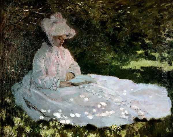 A Woman Reading Oil Painting by Claude Oscar Monet