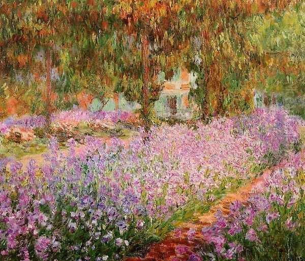 Irises In Monets Garden Oil Painting by Claude Oscar Monet