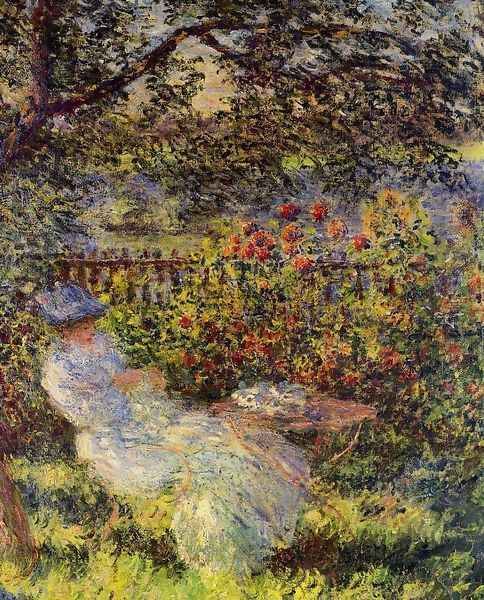 Alice Hoschede In The Garden Oil Painting by Claude Oscar Monet