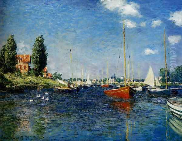 Argenteuil (Red Boats) Oil Painting by Claude Oscar Monet