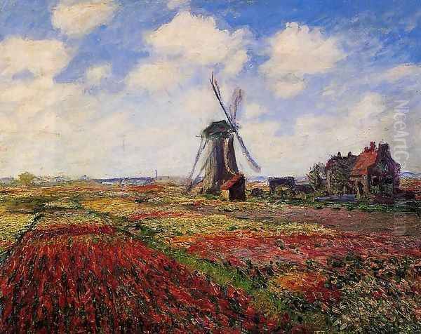 Field Of Tulips In Holland Oil Painting by Claude Oscar Monet