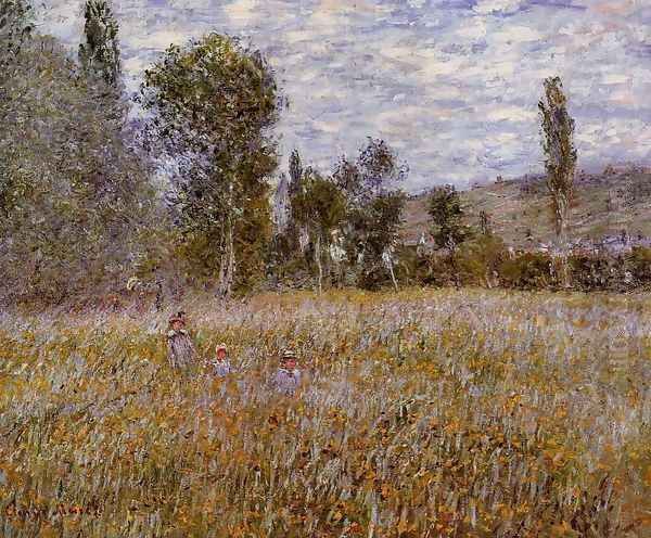 A Meadow Oil Painting by Claude Oscar Monet