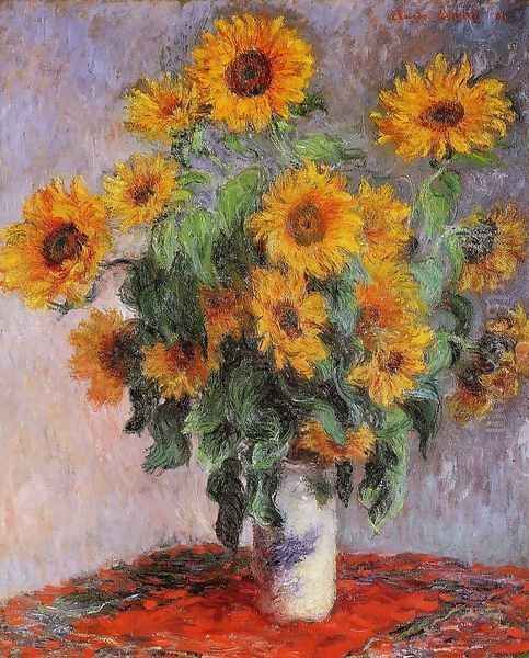 Bouquet Of Sunflowers Oil Painting by Claude Oscar Monet