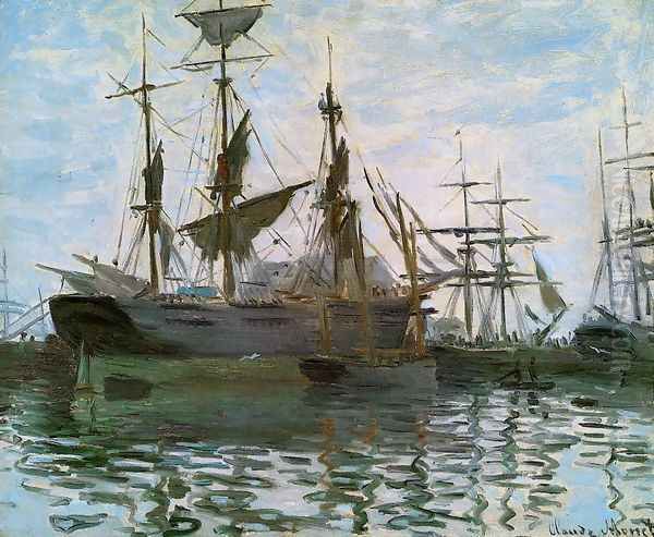 Study Of Boats Aka Ships In Harbor Oil Painting by Claude Oscar Monet