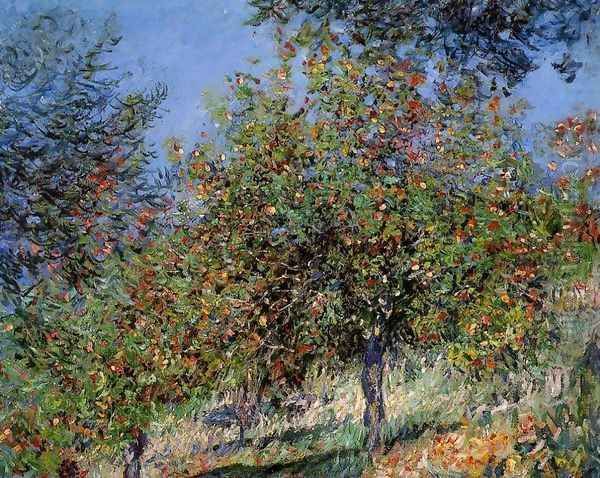 Apple Trees On The Chantemesle Hill Oil Painting by Claude Oscar Monet