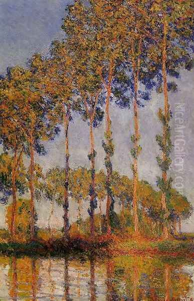 A Row Of Poplars Oil Painting by Claude Oscar Monet