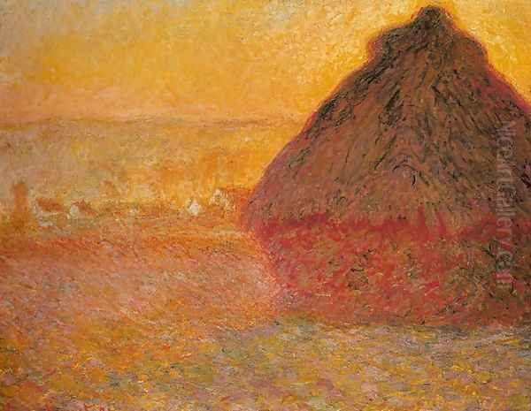 Haystack at Sunset near Giverny Oil Painting by Claude Oscar Monet