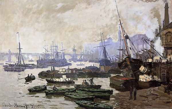 Boats In The Port Of London Oil Painting by Claude Oscar Monet