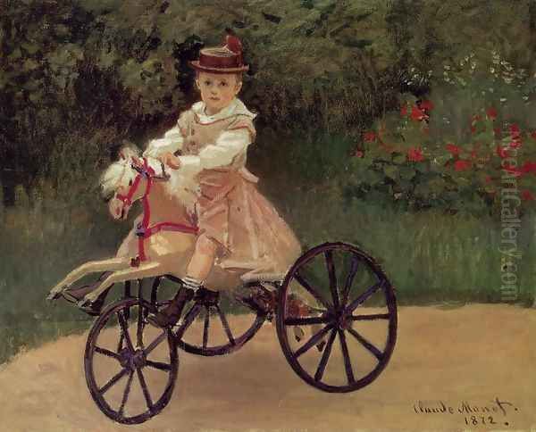 Jean Monet On His Horse Tricycle Oil Painting by Claude Oscar Monet