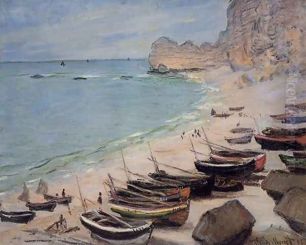 Boats On The Beach At Etretat Oil Painting by Claude Oscar Monet