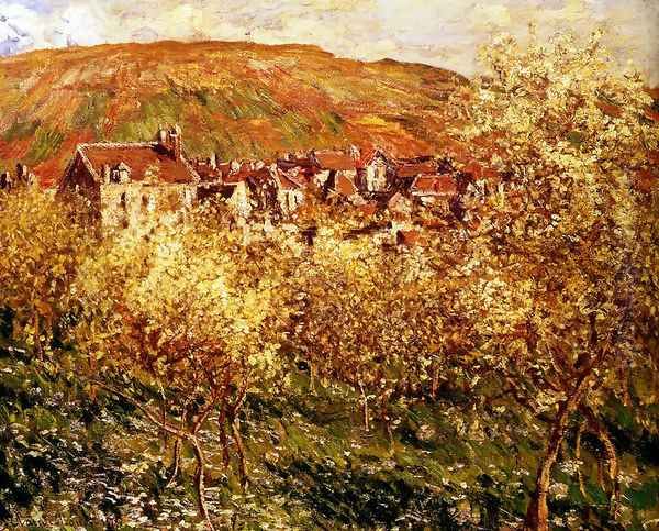 Apple Trees In Blossom Oil Painting by Claude Oscar Monet