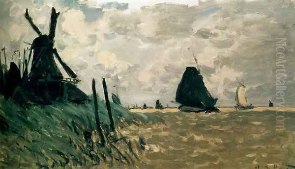 A Windmill Near Zaandam Oil Painting by Claude Oscar Monet