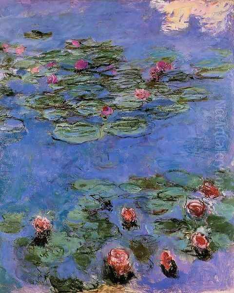 Red Water Lilies Oil Painting by Claude Oscar Monet