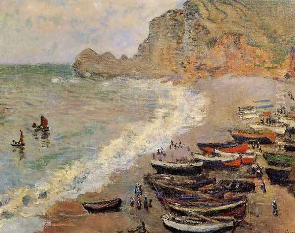 Beach At Etretat Oil Painting by Claude Oscar Monet