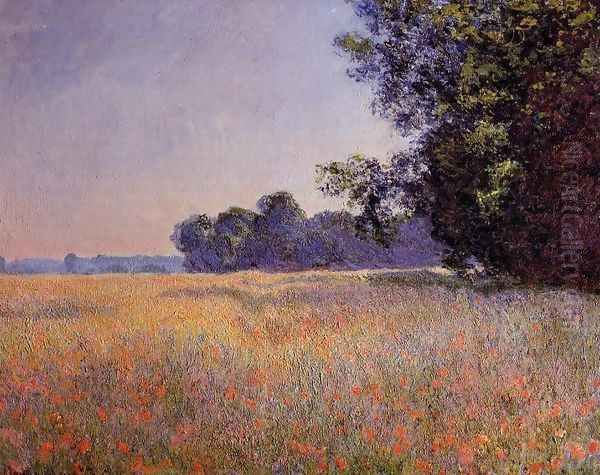 Oat And Poppy Field Giverny Oil Painting by Claude Oscar Monet