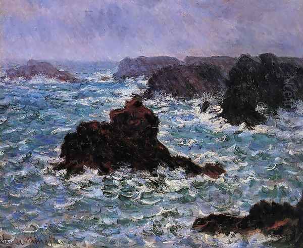 Belle Ile Rain Effect Oil Painting by Claude Oscar Monet