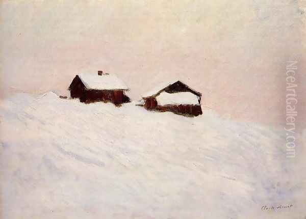 Houses In The Snow Norway Oil Painting by Claude Oscar Monet