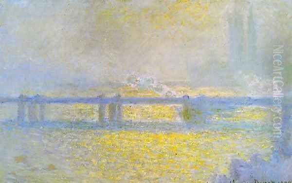 Charing Cross Bridge Overcast Weather Oil Painting by Claude Oscar Monet