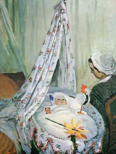 Jean Monet In His Cradle Oil Painting by Claude Oscar Monet