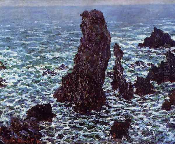 The Pyramids Of Port Coton Belle Ile En Mer Oil Painting by Claude Oscar Monet