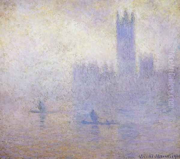 Houses Of Parliament Fog Effect Oil Painting by Claude Oscar Monet